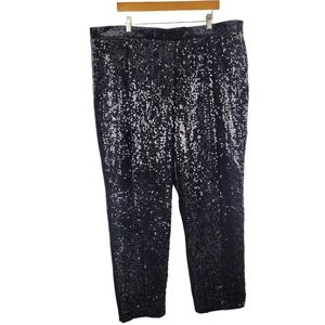 Chicos Black Sequine and Velvet Pants Size XXL